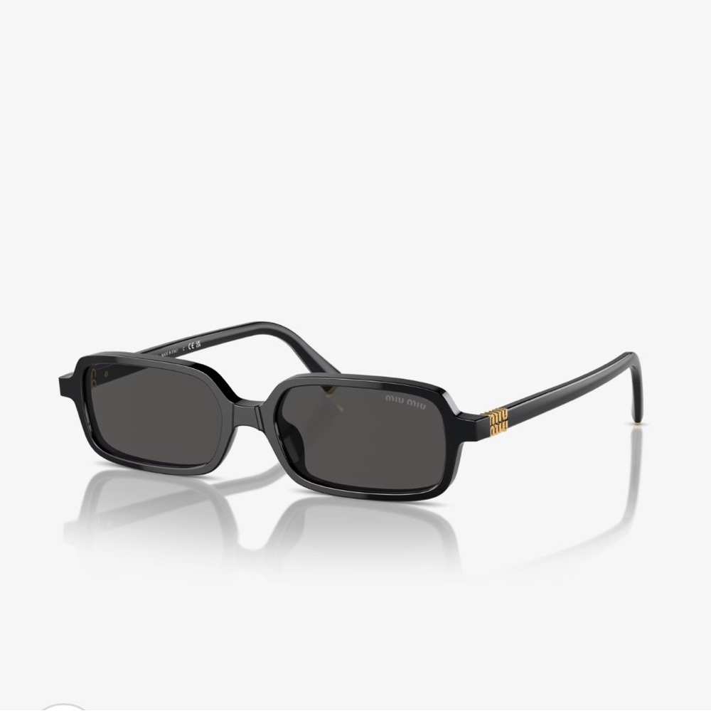 NEW MIU MIU RECTANGLE BLACK SUNGLASSES MU11ZS